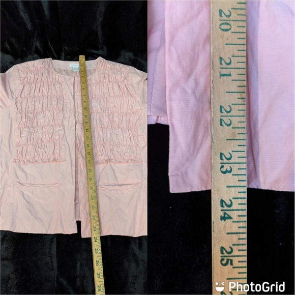 Chicos 2 Barbie Pink Open Jacket Crinkle Metallic Pintuck Pleated Pockets Lined - Picture 4 of 8